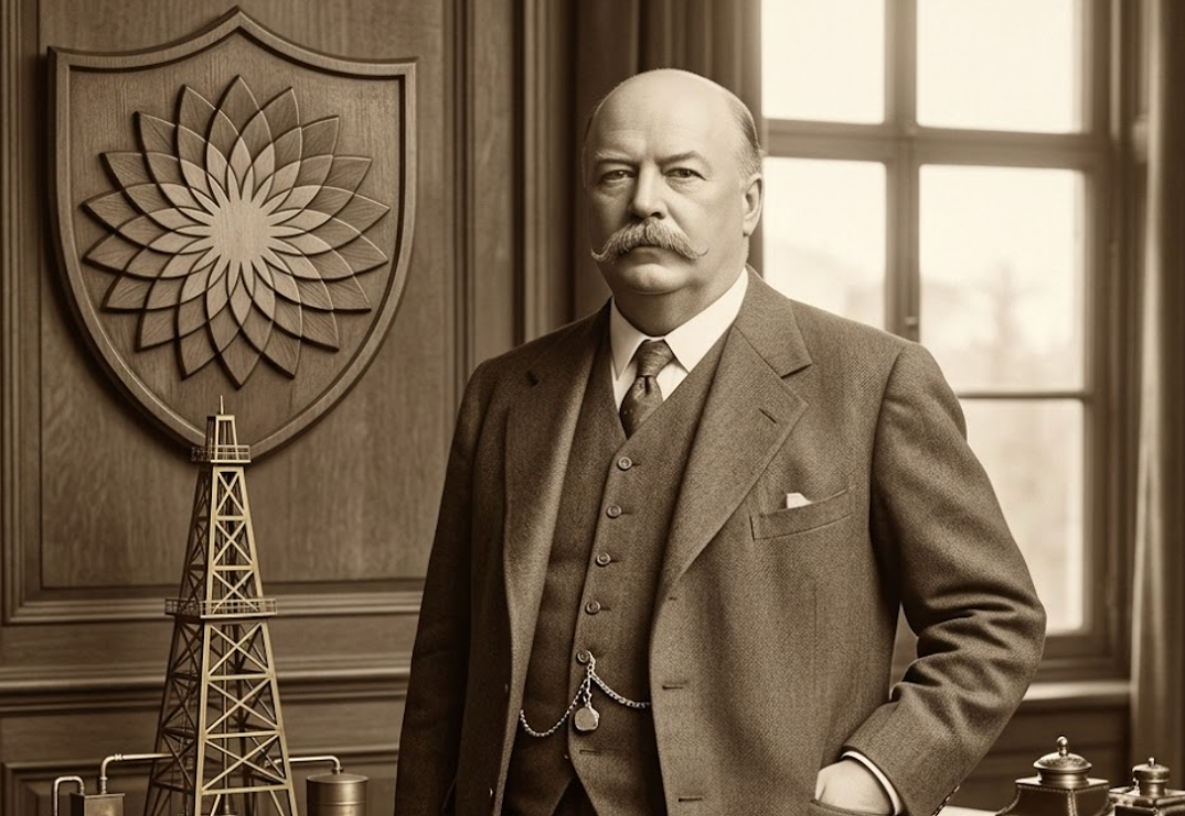 An illustration depicting an oil businessman